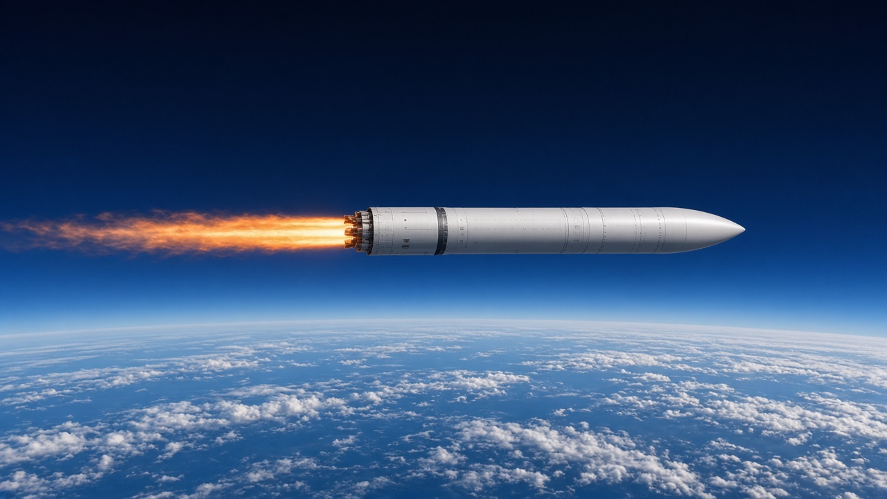 Rocket climbing toward orbit